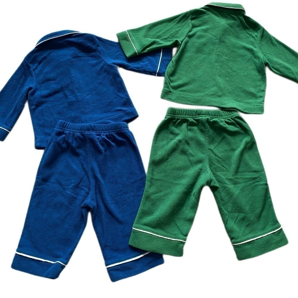 BABY GAP Flannel Collared Button down Shirt Pajama Set 2 Pairs Size 6-12 mnths - Picture 9 of 12